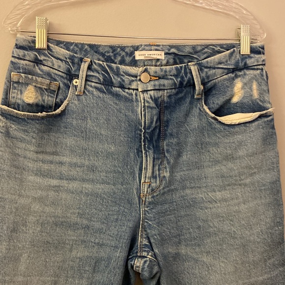 Good American Medium Wash High Waist Straight Leg Jeans Women’s Size 30 - Picture 2 of 10